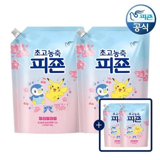피죤 [2+2] 피죤 초고농축 섬유유연제 포켓몬에디션 체리블라썸 1.3L 리필 x 4개