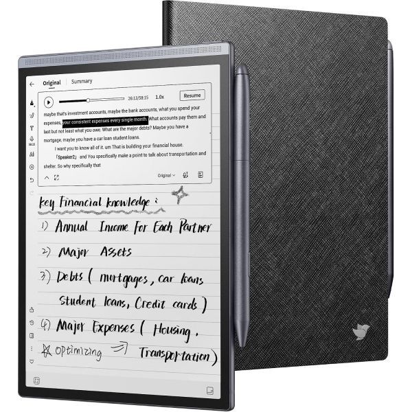 iflytek [해외] iFLYTEK <b>AINOTE</b> Air 2 번들 블랙 폴리오 케이스 8.2인치 AI 노트 필기 태블릿 필기용 펜이 포함된 디지털 노트북 음성 텍