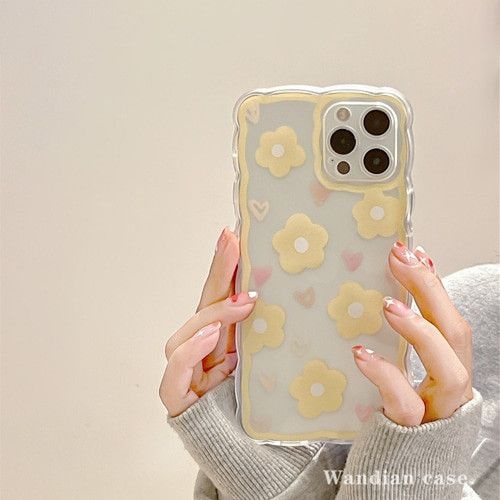 텐바이텐 옐로 꽃 물결 아이폰 케이스 미니 12/13