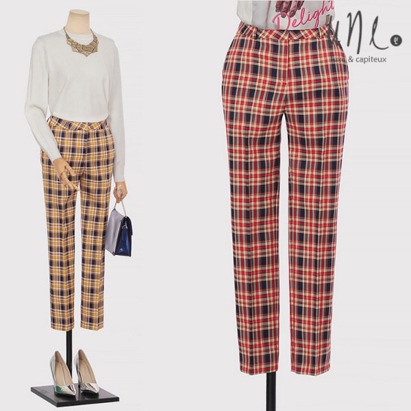 윈 [윈] [77까지]뉴트로체크베이직라인팬츠