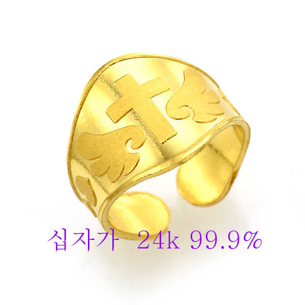 피골드 순금 돌 백일 반지 십자가 모양 1.875g 24k 99.9% 신상품30종