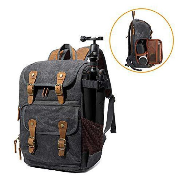 Canvas Camera Backpack by G-raphy with Rain Cover for DSLR Cameras 