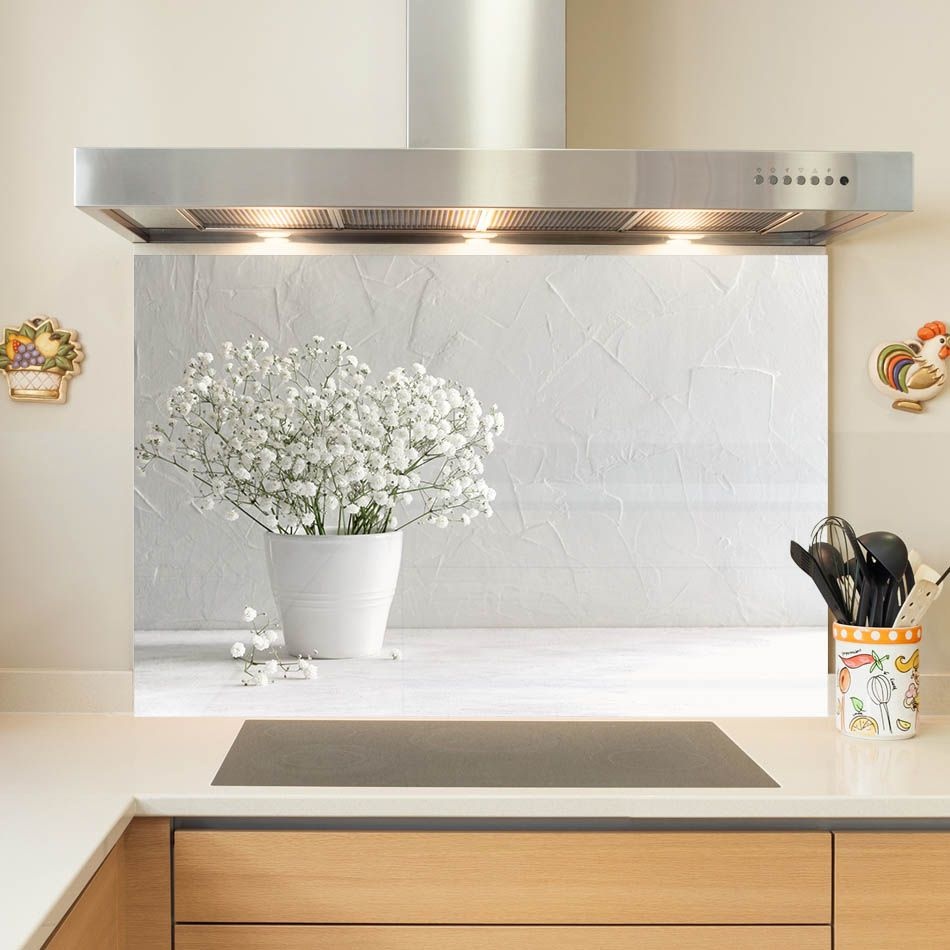 [제이에스글라스]코나주방아트보드 주방아트보드 주방 부엌 행운 풍수 플라워 꽃 그림 액자 데코 꾸미기 안개꽃 꽃병2