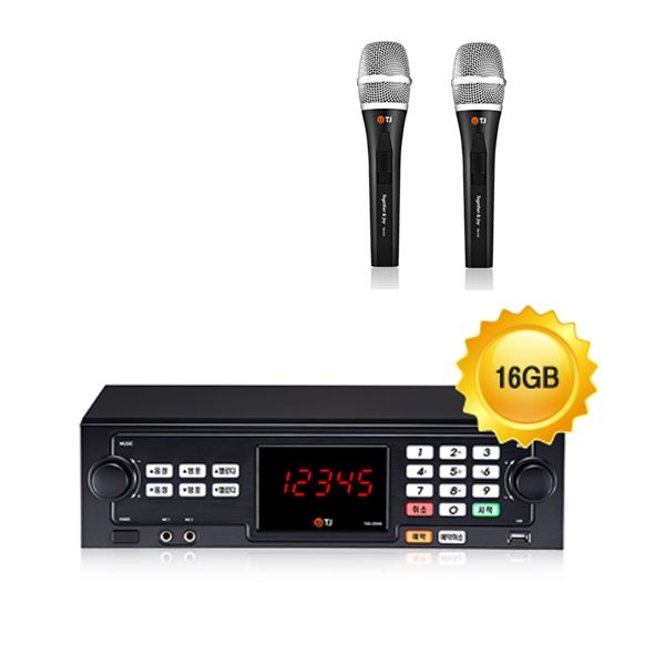 TKR-355HK + 유선마이크 2개 가정용 노래방 기기 / 태진 티제이 미디어