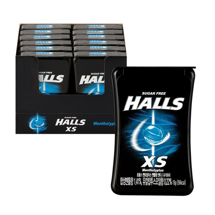 호올스 XS 멘토립터스 멘톨향 캔디 15g 12입 잠깨는 입냄새제거 수입 무설탕 사탕