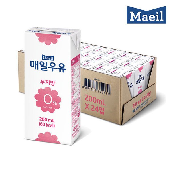 매일 멸균우유 무지방 0프로 200ML 24팩