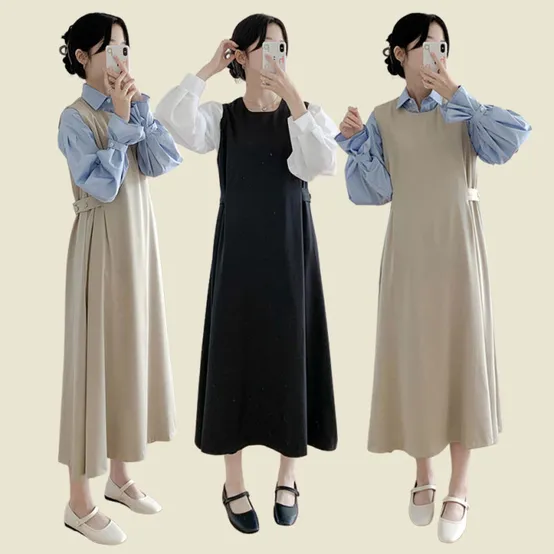 박남매 / 카를로 사이드 단추 뷔스티에 원피스 P000BJVP