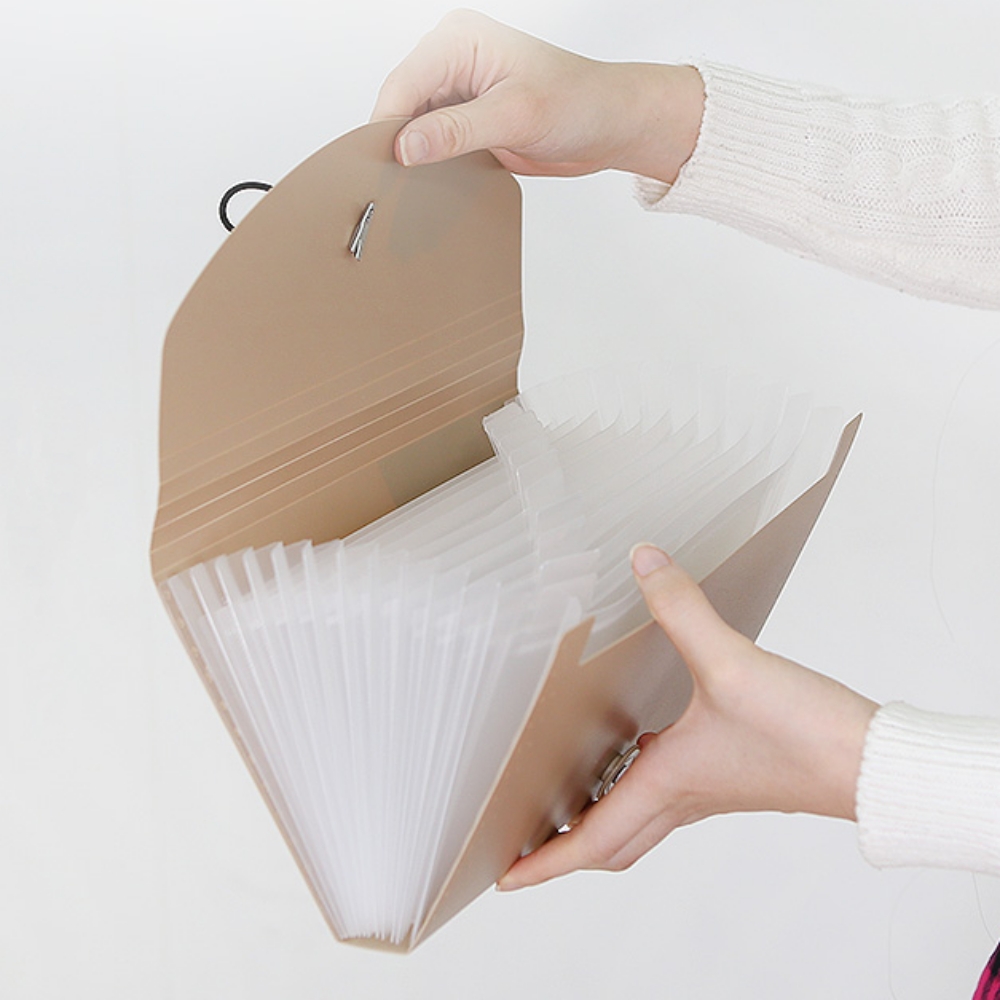 아코디언 영수증정리철 14x26cm 13칸 서류 바인더 파일 통장 악보 보관함 6컬러