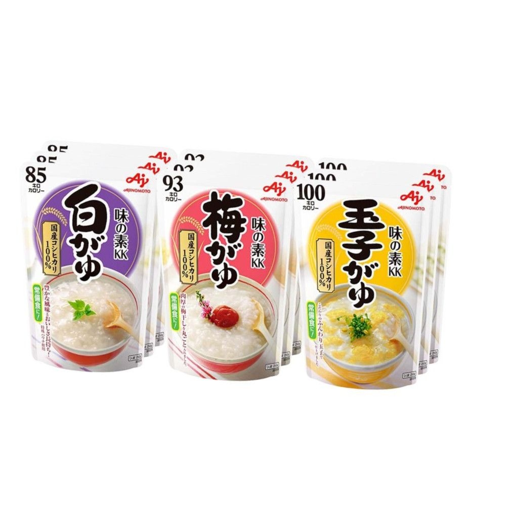 [해외] Ajinomoto Okayu Rice Porridge 일본 아지노모토 오카유 시로 우메 타마고 흰죽 매실죽 계란죽 250g 3종 9개