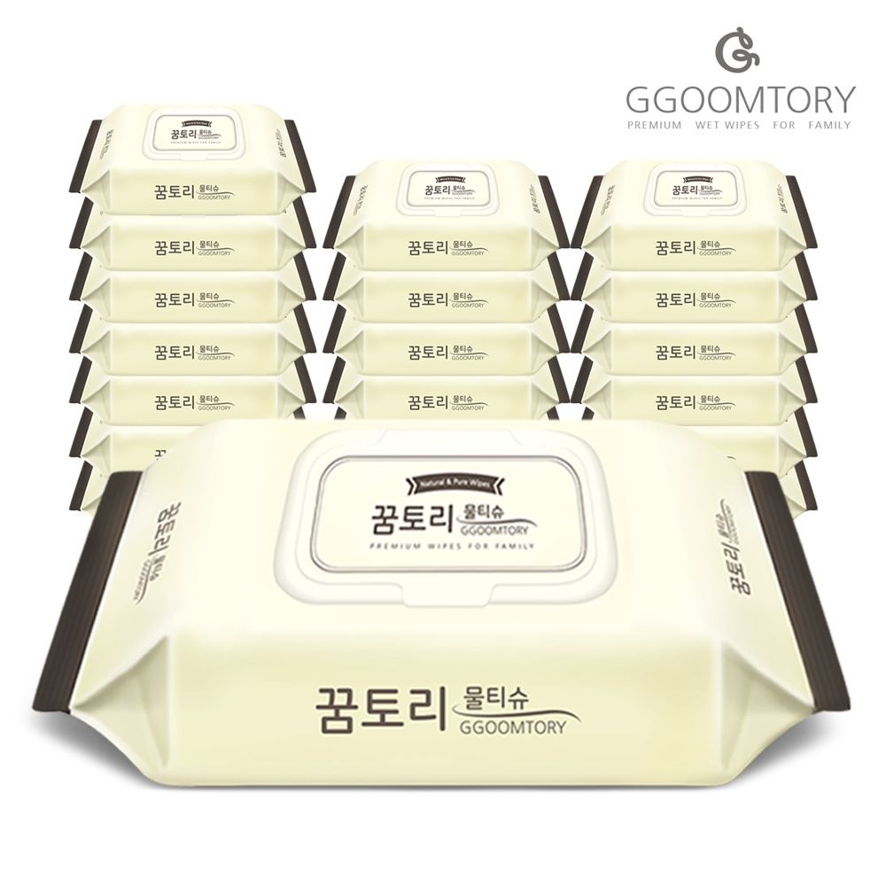 꿈토리 물티슈 나비의꿈 두툼한 부드러운 저자극 리필형 캡형 20팩