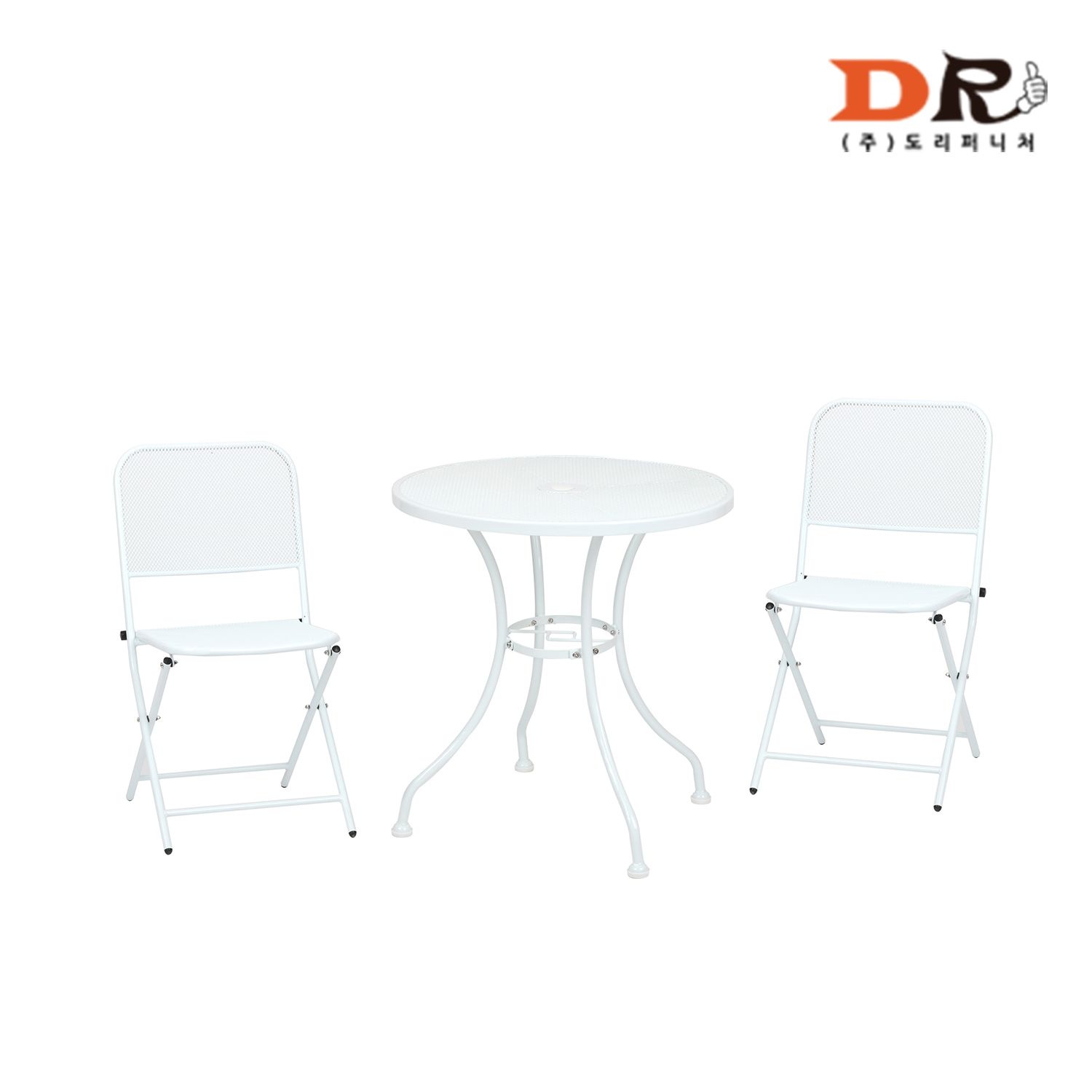 도리퍼니처 다니카 + 쉐리 2인 세트 / 철제 메쉬 야외 정원 카페 테라스 커피숍 테이블 식탁 의자
