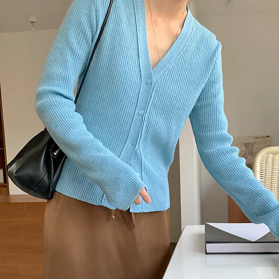시에라 브이넥골지가디건 (5color)