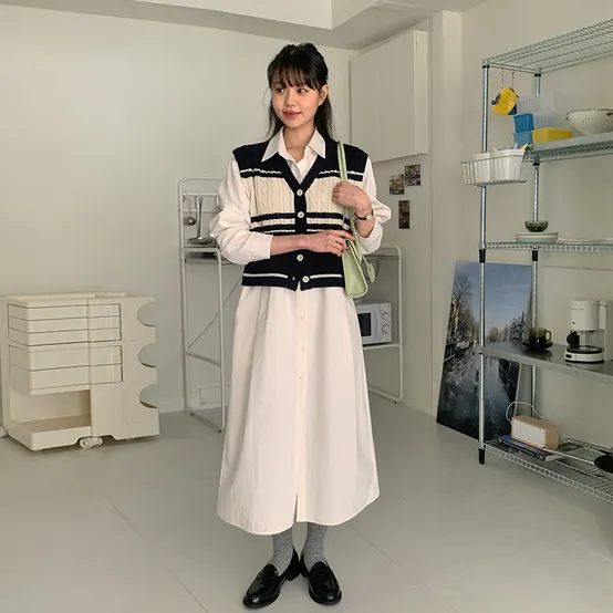 로메어 코튼핀턱셔츠원피스 (3color)