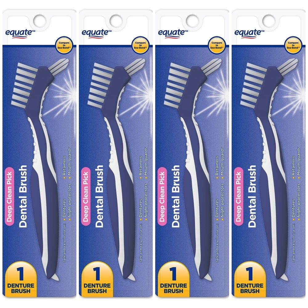 [해외] Equate Denture Toothbrush Deep Clean Pick 미국 이퀘이트 덴쳐 브러쉬 딥 클린 틀니 칫솔 4개