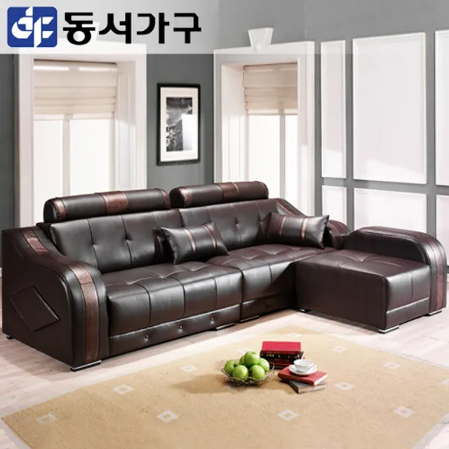 동서가구 모던J1 PRIN 가죽 4인용 소파+스툴 DF901084