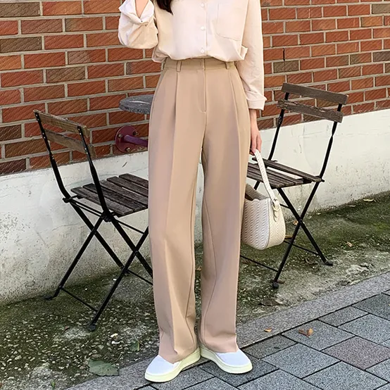 2가지 기장 시그니처 히든밴딩 원핀턱 와이드 슬랙스 pants ps4178