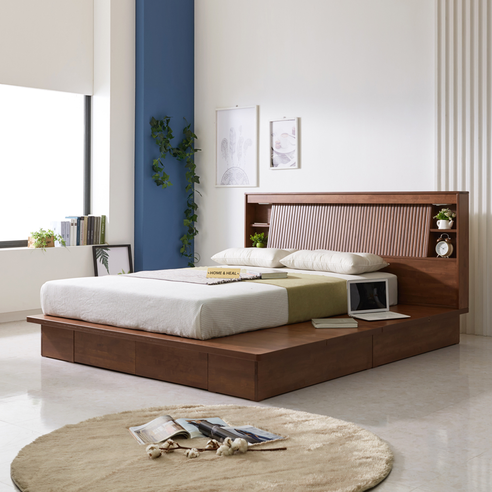 홈앤힐 고무나무 원목 라지킹침대 이스턴킹프레임 킹사이즈