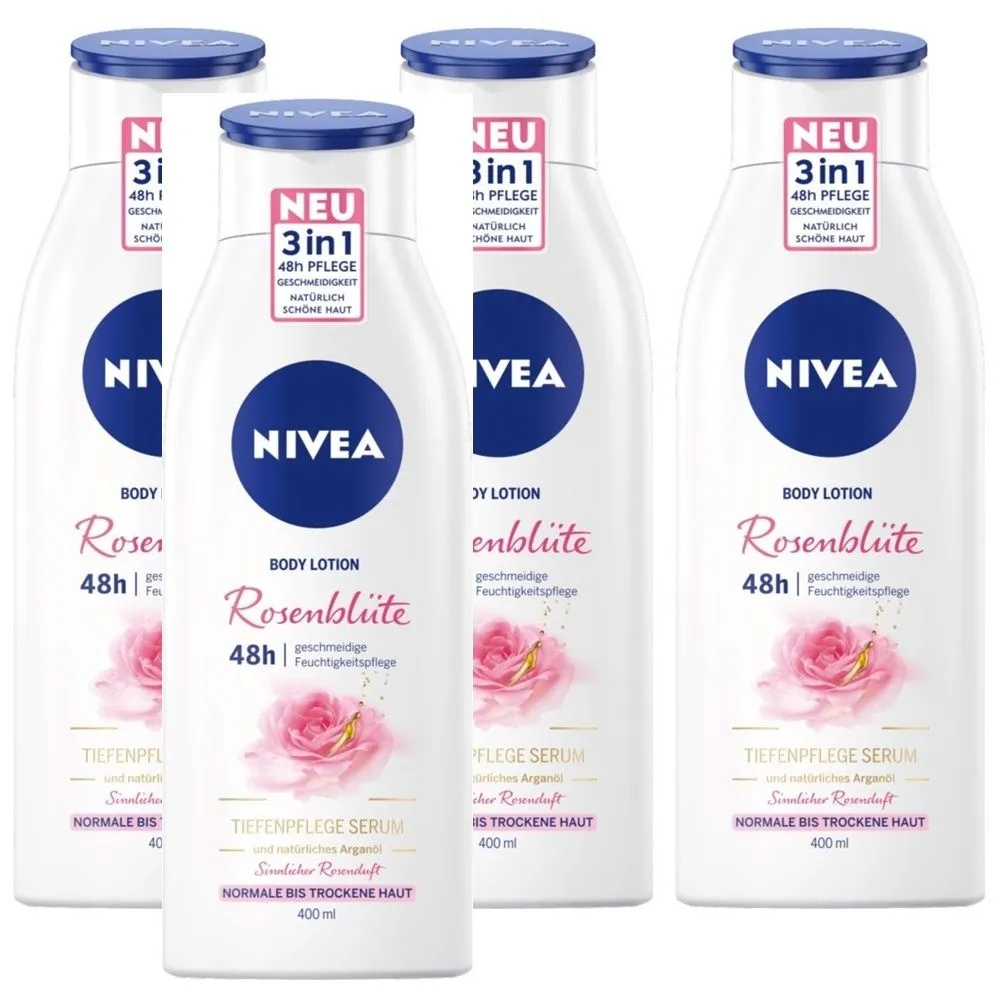 [해외] NIVEA Argan Oil Rose 독일 니베아 딥케어 아르간 오일 로즈 장미 바디 로션 400ml 4개