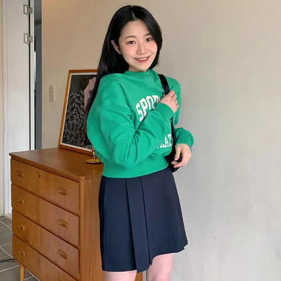 럭비 프린팅크롭맨투맨 (4color)