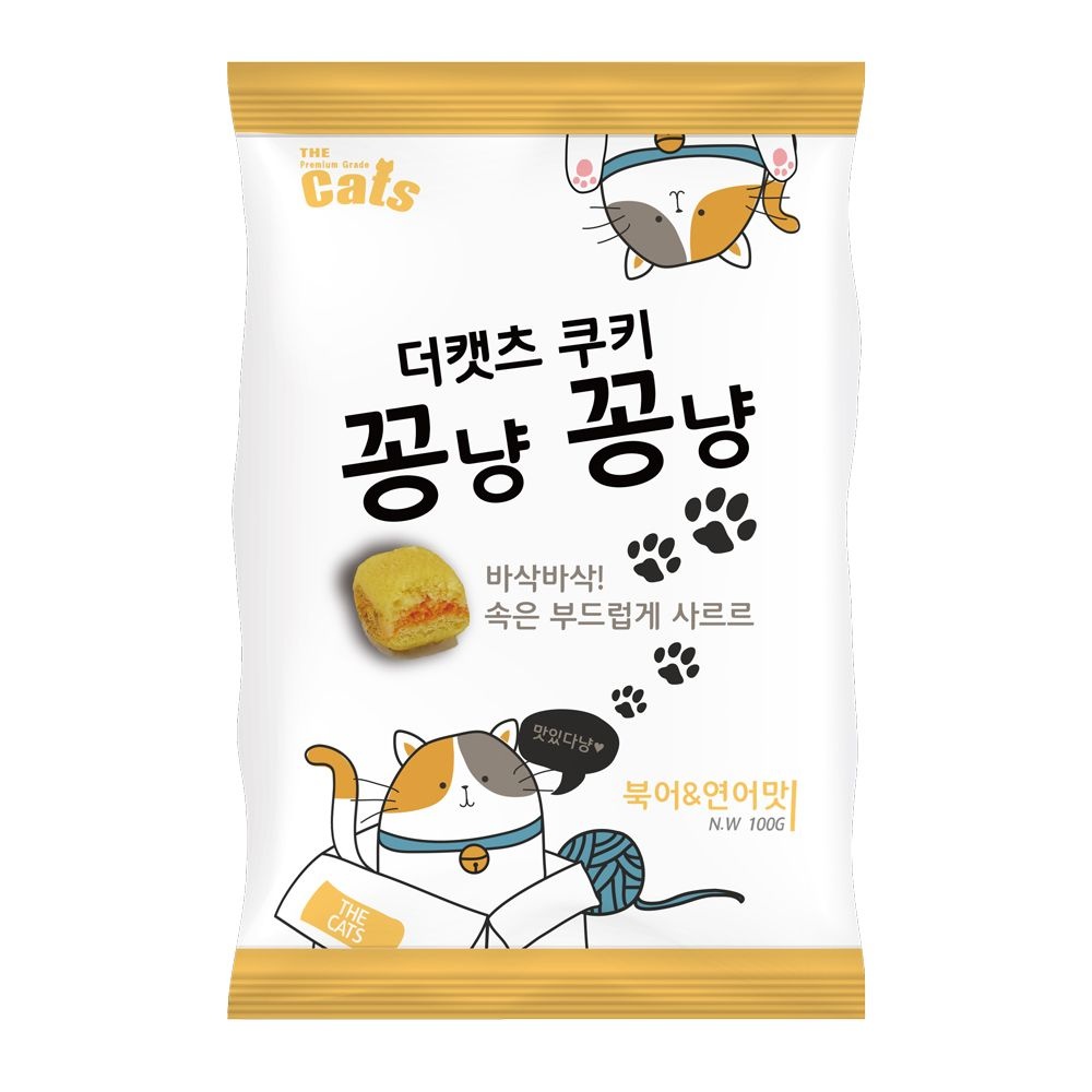펫더맨 더캣츠 쿠키 꽁냥꽁냥 100g 북어+연어 고양이간식