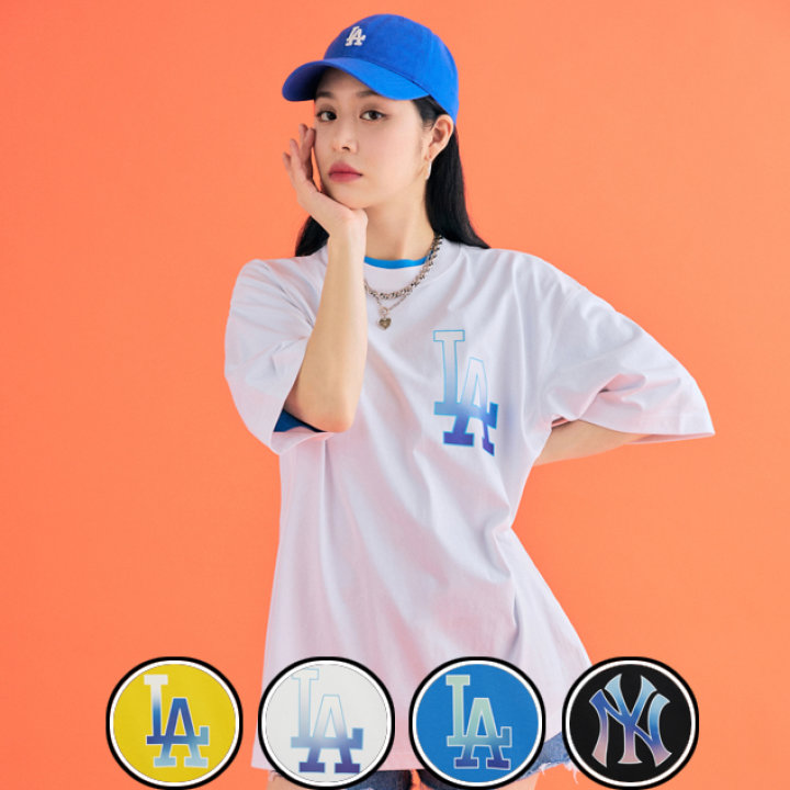 MLB Korea Unisex Street Style Logo T-Shirts (3ATSB0433-07BLS