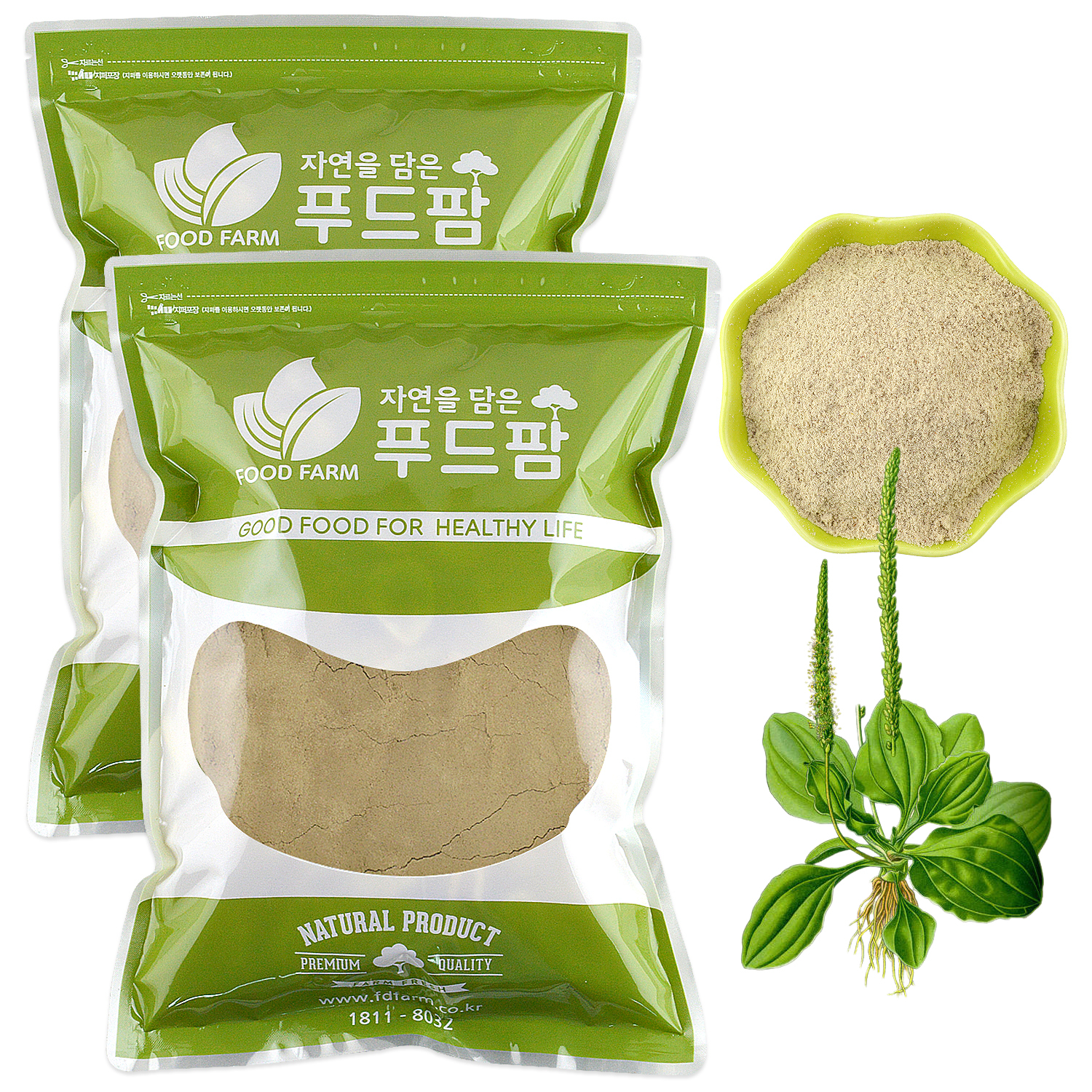 푸드팜 차전자피 분말 1kg(500g+500g)