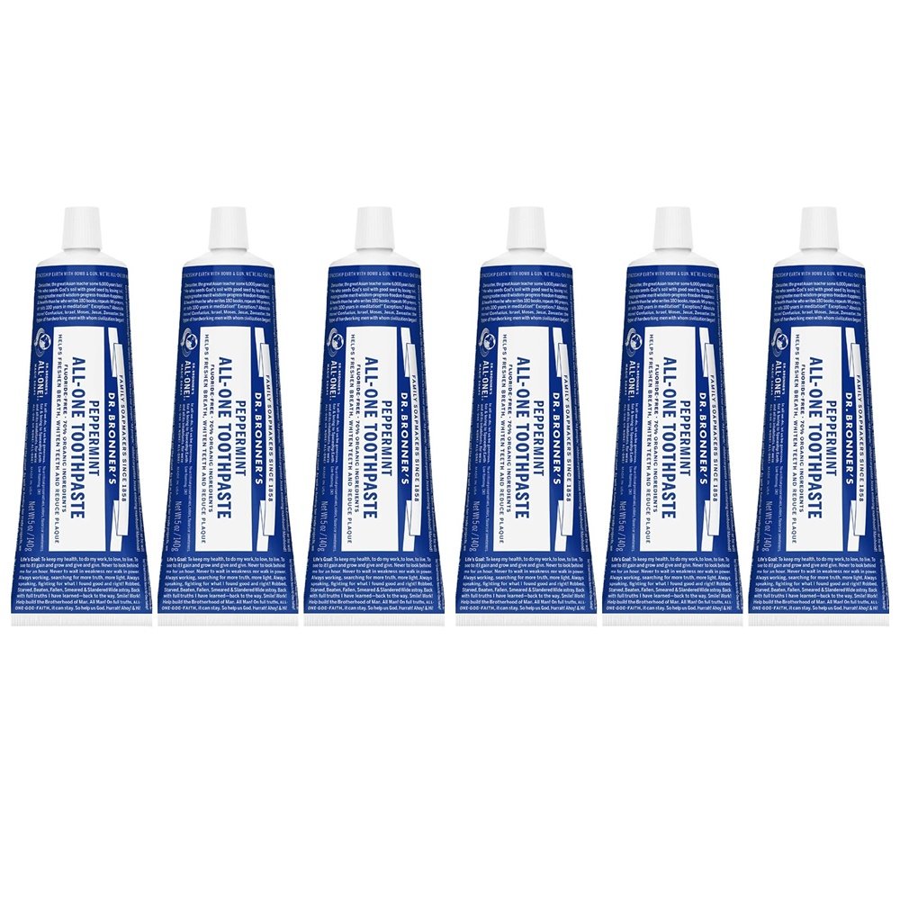 Dr Bronners Peppermint All One Toothpaste 닥터 브로너스 페퍼민트 무불소 치약 140g x6 : 롯데ON
