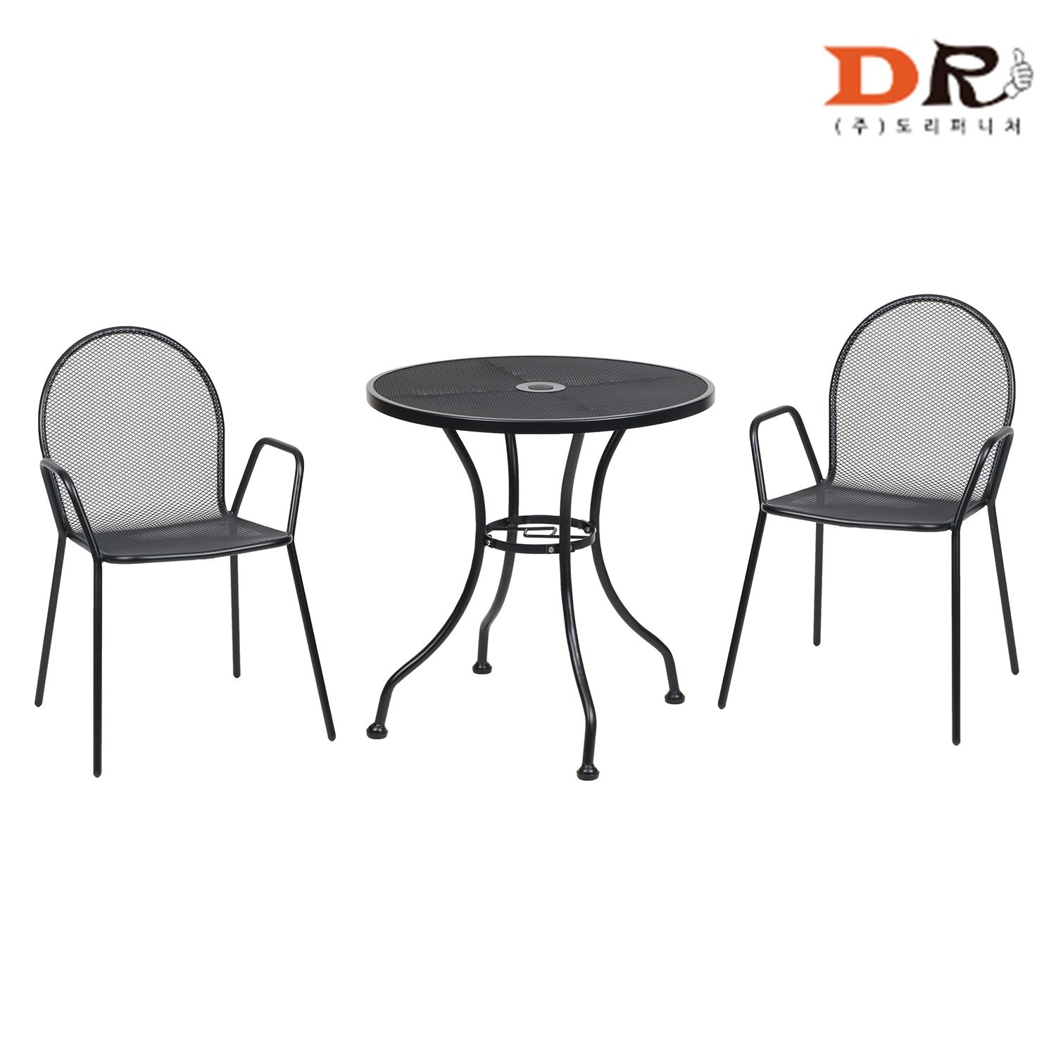 도리퍼니처 다니카 + 알란 2인 세트 / 철제 카페 커피숍 업소 테라스 야외 정원 테이블 식탁 의자