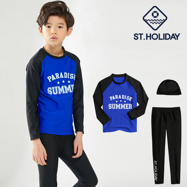 에스티홀리데이 [ST홀리데이] 남아래쉬가드set ST723 (상의+워터레깅스+수모) G