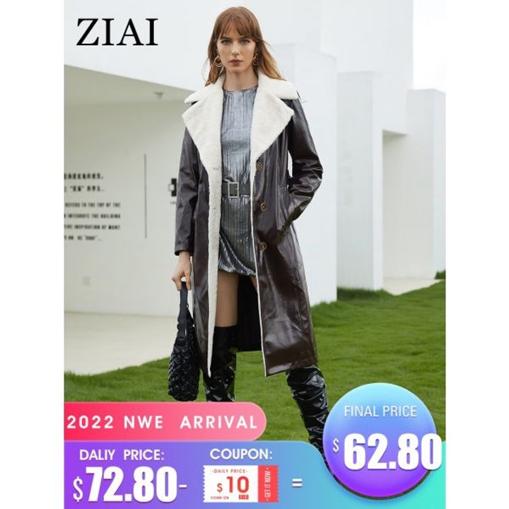 ZIAI 가죽 자켓 여성 롱 코트 방풍 방한 대형 벨트 럭셔리 ZR 20293 : 롯데ON Ziai 가죽 자켓 여성 롱 코트 방풍 방한 대형 벨트 럭셔리 Zr 20293 : 롯데On