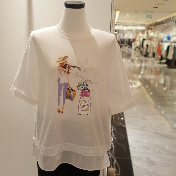 꼼빠니아 진주 포인트 라운드 티셔츠 CAAU6-WKL840_gs