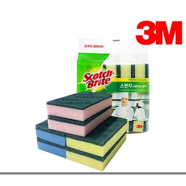 3M수세미 SL-135(SL135) 대형 항균스펀지수세미 5입 (핑크/블루/옐로우)