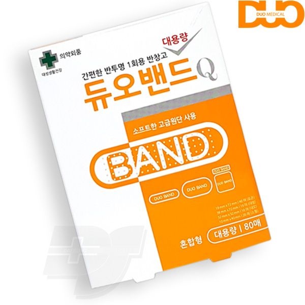 듀오밴드Q 대용량 혼합 80매입 일회용 상처 밴드 반창고 드레싱