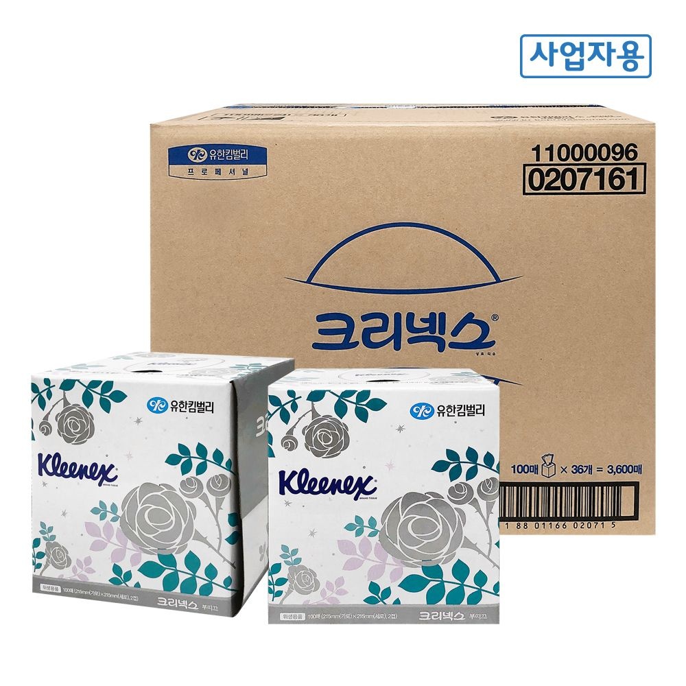[오늘출발] 크리넥스 0207161 크리넥스 부띠끄 미용티슈 100매(2겹) 36각 한박스