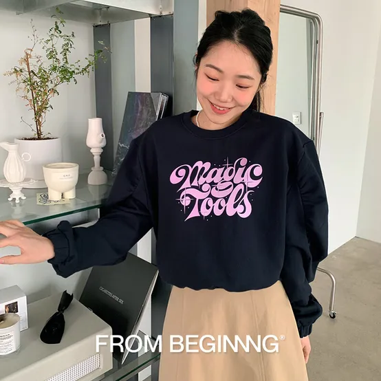 [MADE]셔링슬리브 프린팅맨투맨 (2color)