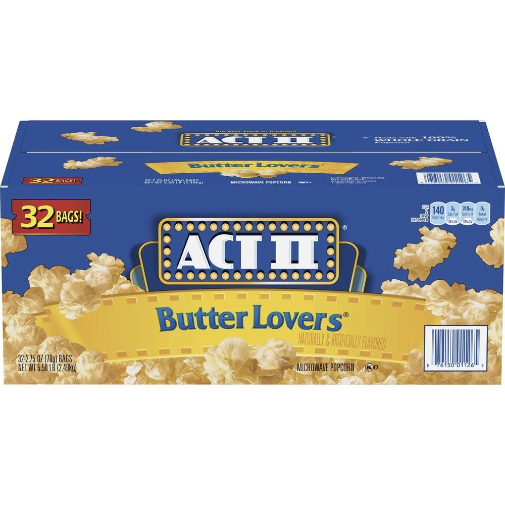 ACT II [해외] ACT II Butter Lovers Microwave Popcorn 미국 액트 투 버터 러버 전자레인지 팝콘 78g 32개
