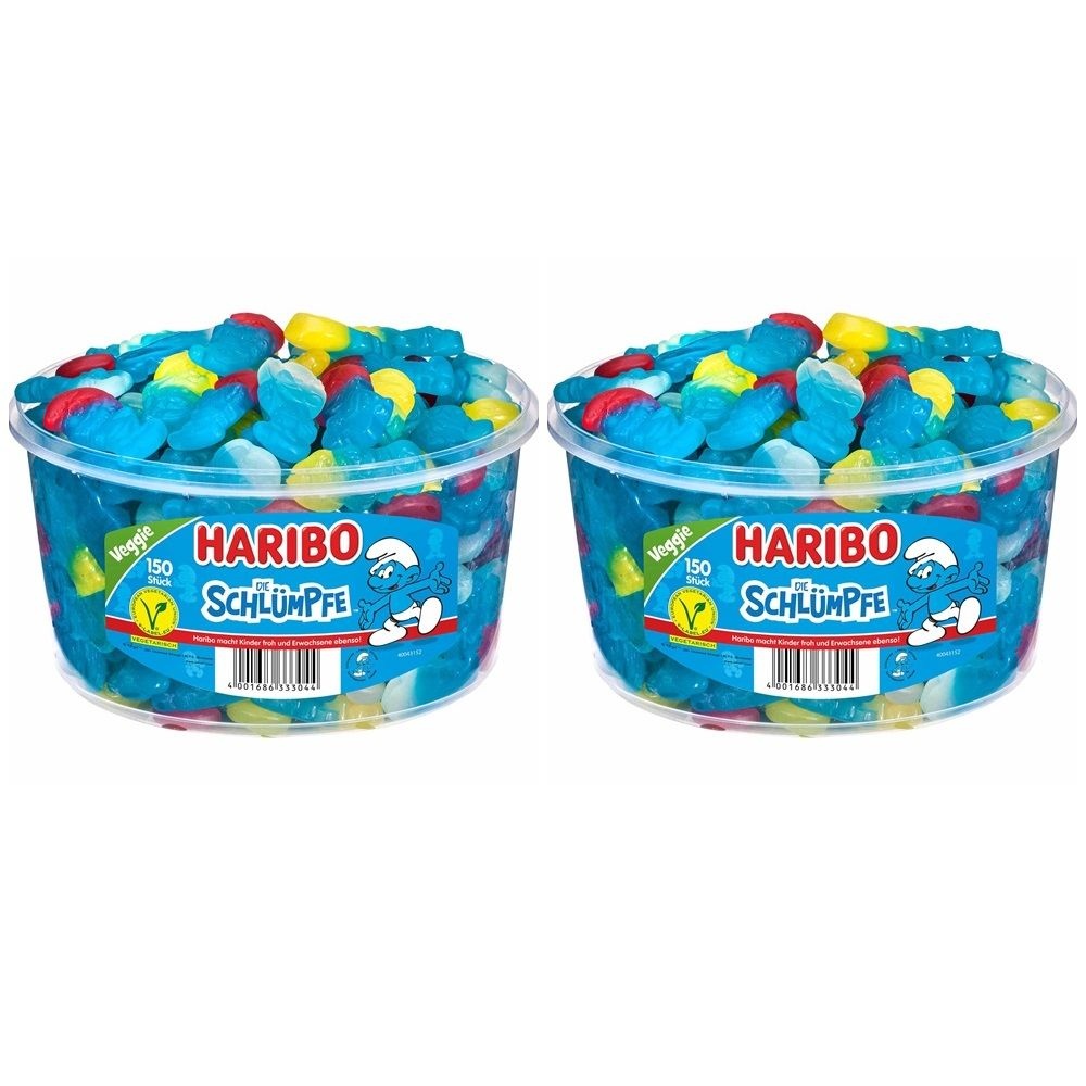 [해외] Haribo Smurfs Gummy 독일 하리보 스머프 채식주의 구미 젤리 캔디 150개(1350g) 2통