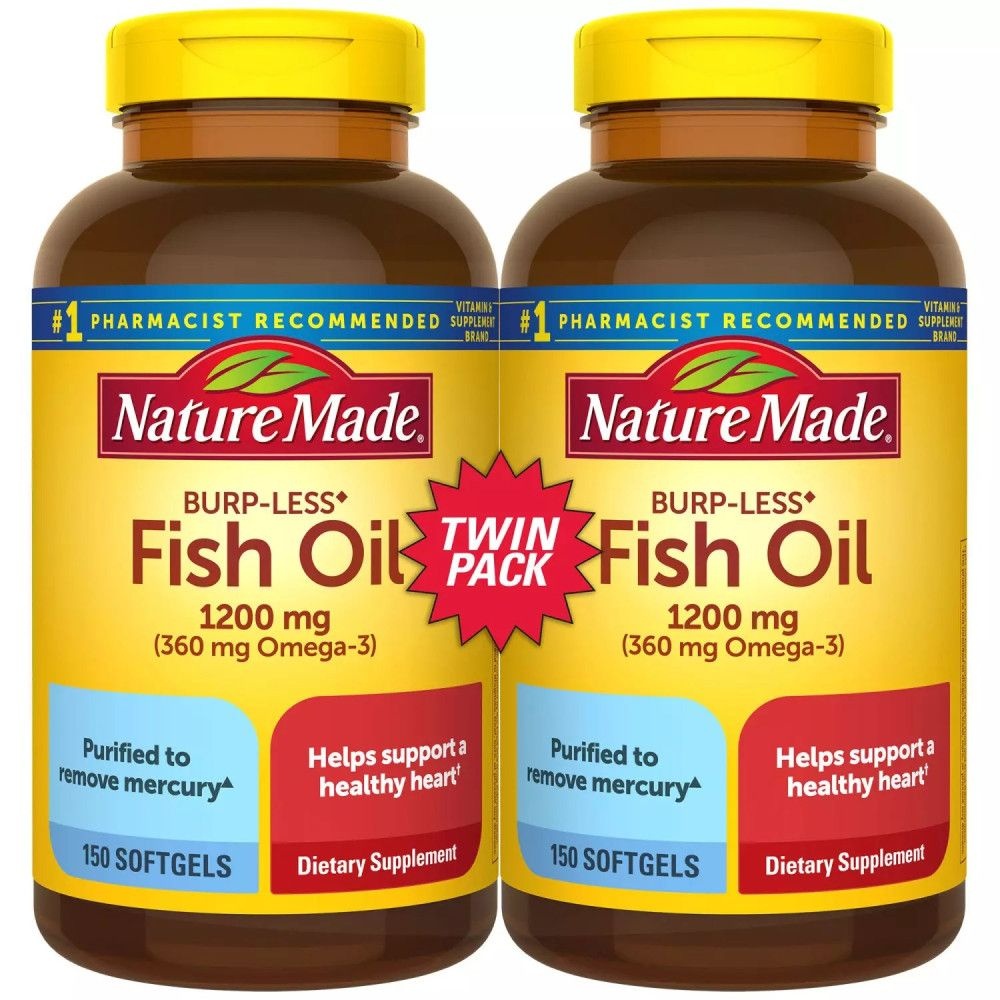 Nature Made [해외] Nature Made Burp Less Fish Oil Omega 3 미국 네이쳐 메이드 버프리스 피쉬 오일 오메가 150정(75일분) 2통