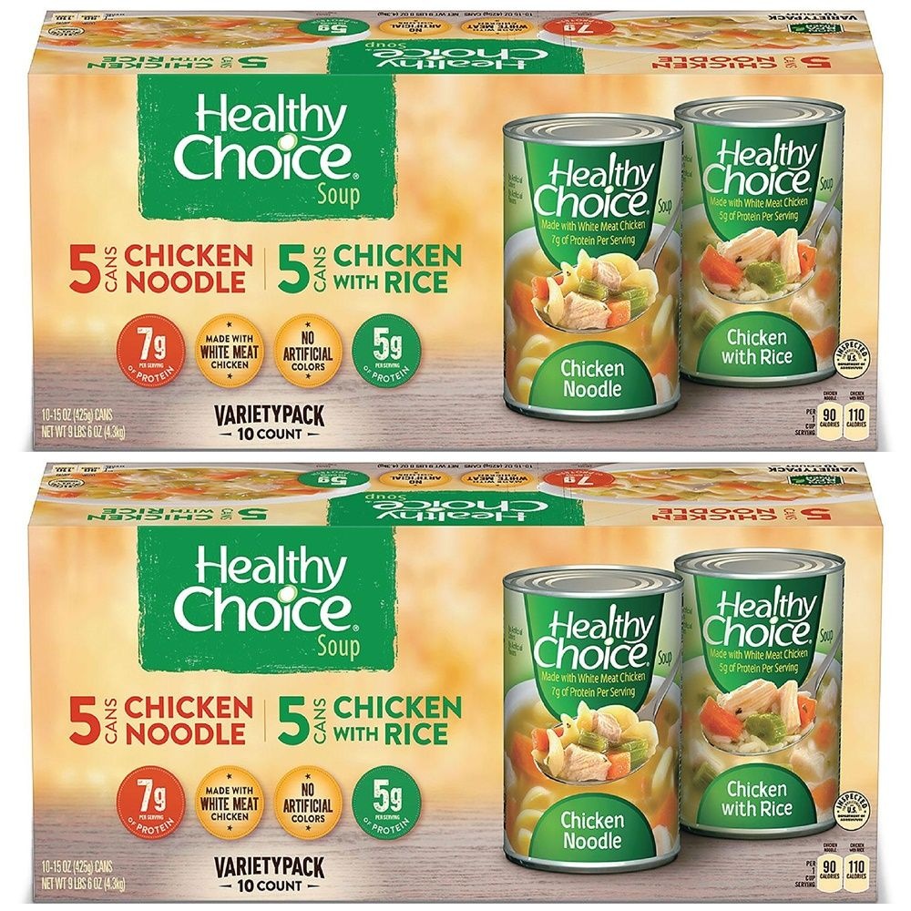 Healthy Choice [해외] Healthy Choice Chicken Noodle Rice Soup 미국 헬시 초이스 치킨 누들 라이스 수프 2종 425g 10캔 2팩